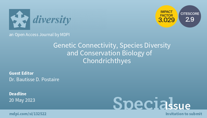 #callforpaper 
Welcome to check out and submit to our new Special Issue "Genetic Connectivity, Species #Diversity and #Conservation Biology of #Chondrichthyes" edited by Dr. Bautisse D. Postaire
mdpi.com/journal/divers…
#biodiversity #fish #taxonomy #marine #sea
