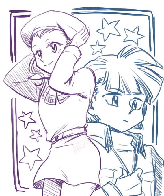 お題*ARブーメランズのシナモンとジム
さっき見てた最終話で私服がかわいかったので私服 