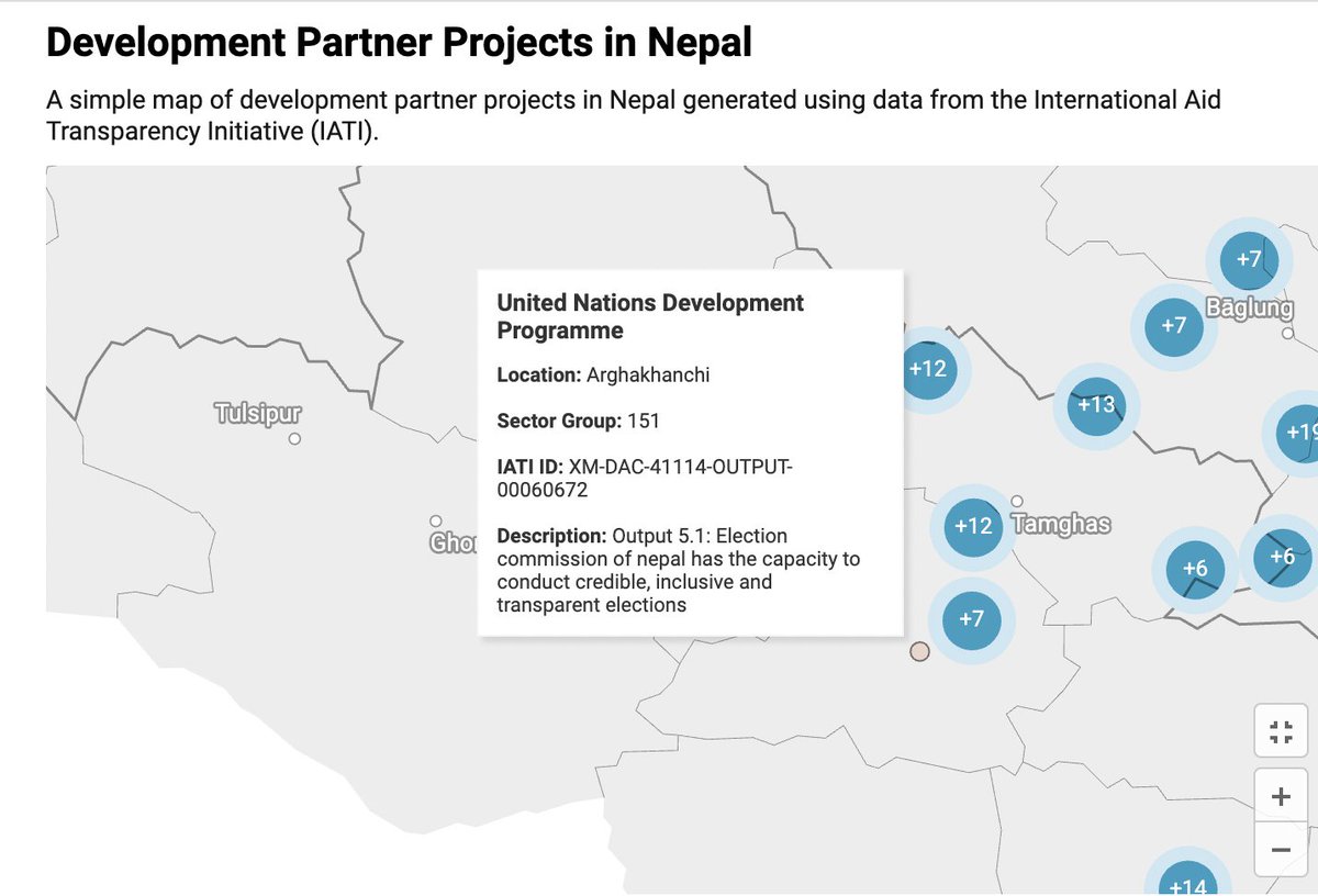 leighhmitchell's tweet image. Had an enjoyable afternoon designing interactive maps of donor projects in #Nepal using the always excellent 
@Datawrapper, the #HumanitarianDataExchange and 
@IATI_aid. More to come!