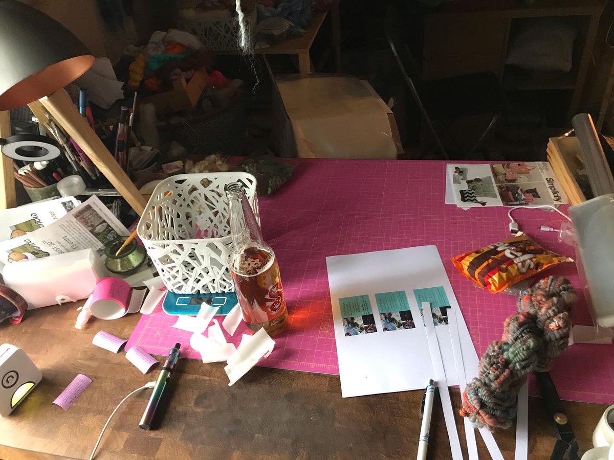 WoolieCottage's tweet photo. Horrid out overcast and muggy so skulking up in my workshop labelling and pricing all my stock I haven’t got to the Art batts yet or the Art fibres sets to put together as well still got batts to blend for listing Monday. How’s your Sunday?#woolhour #wooldyers #handspinner #weave https://t.co/8uJHUqR7qy