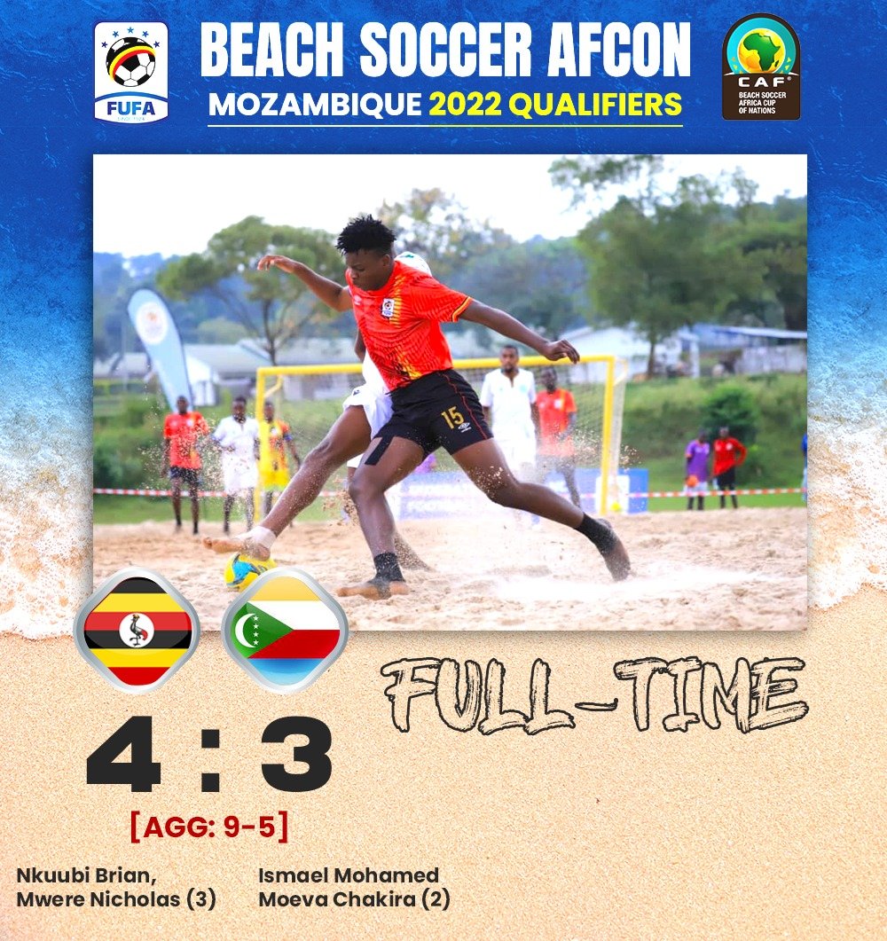 AhmedMarsha's tweet photo. *BEACH SOCCER AFCON Qualifiers 2022 -Latest Update* - *FUFA Technical centre-Njeru*
Period 3
Uganda Sand Cranes🇺🇬4:3🇰🇲 Comoros
⚽Nkuubi Brian
⚽⚽⚽Mwere Nicholas
⚽ Ismael Mohamed
⚽⚽Moeva Chakira
Aggregate 9:4
#UGACOM
#BSAFCON2022 https://t.co/tpC0olp78P