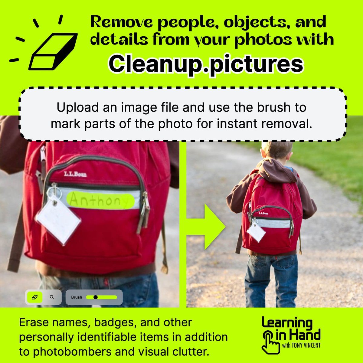 ⛔ Cleanup.Pictures replaces the marked part of a photo with its best guess of what it would look like without the object, person, text, or detail you marked for removal.

Free downloads have a 720 pixels maximum. More info: instagram.com/p/Cg9gf7ysIrz/