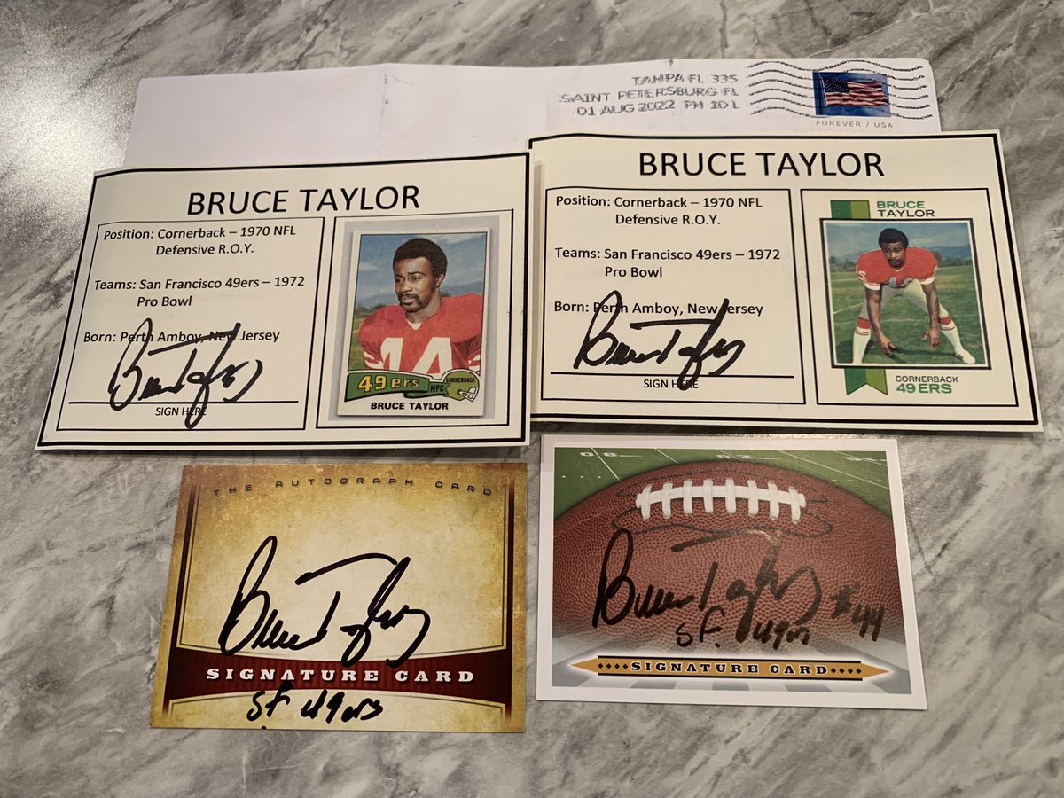 memorabiliaddy's tweet photo. #BruceTaylor #Football #Pigskin @NFL @nflnetwork @49ers #Autograph #Autographs #AutographCollector #Memorabilia #TTM #TTMSuccess #TTMAutograph #GreatGuy #ThankYou #AutographSuccess https://t.co/bUD8TpFHCu