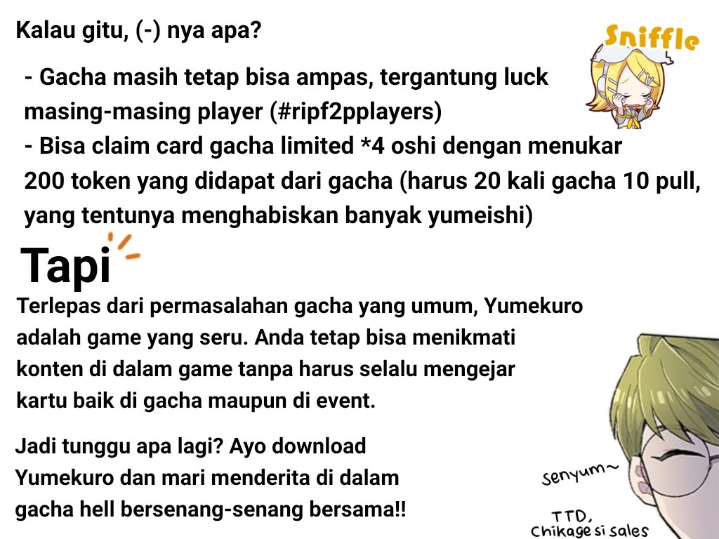 @WarriorAsahi "Sekian dari saya, terima kasih atass perhatiannya dan selamat malam." Chikage pun kemudian menutup sesi  promosinya dengan senyuman khas ala sales.