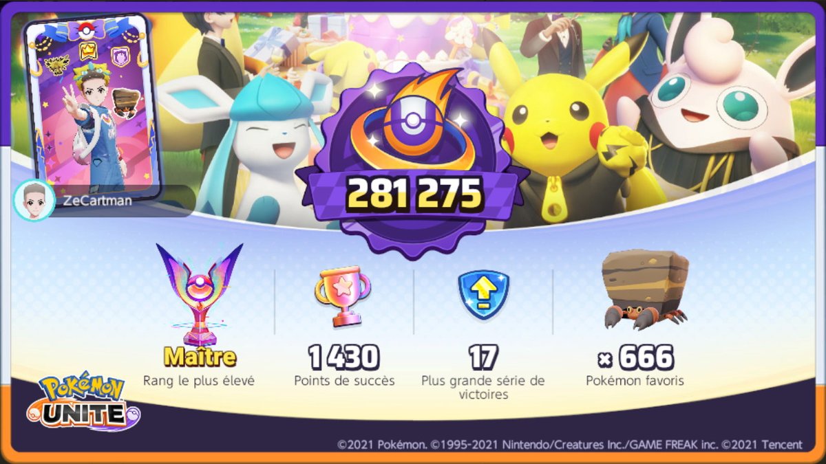 Les coupains, vous jouez à #PokemonUNITE ?

Ouais, je partage pour gratter les bonus offerts et vous montrer mon Crabraque qui latte des couillesavec ses 666 parties !
