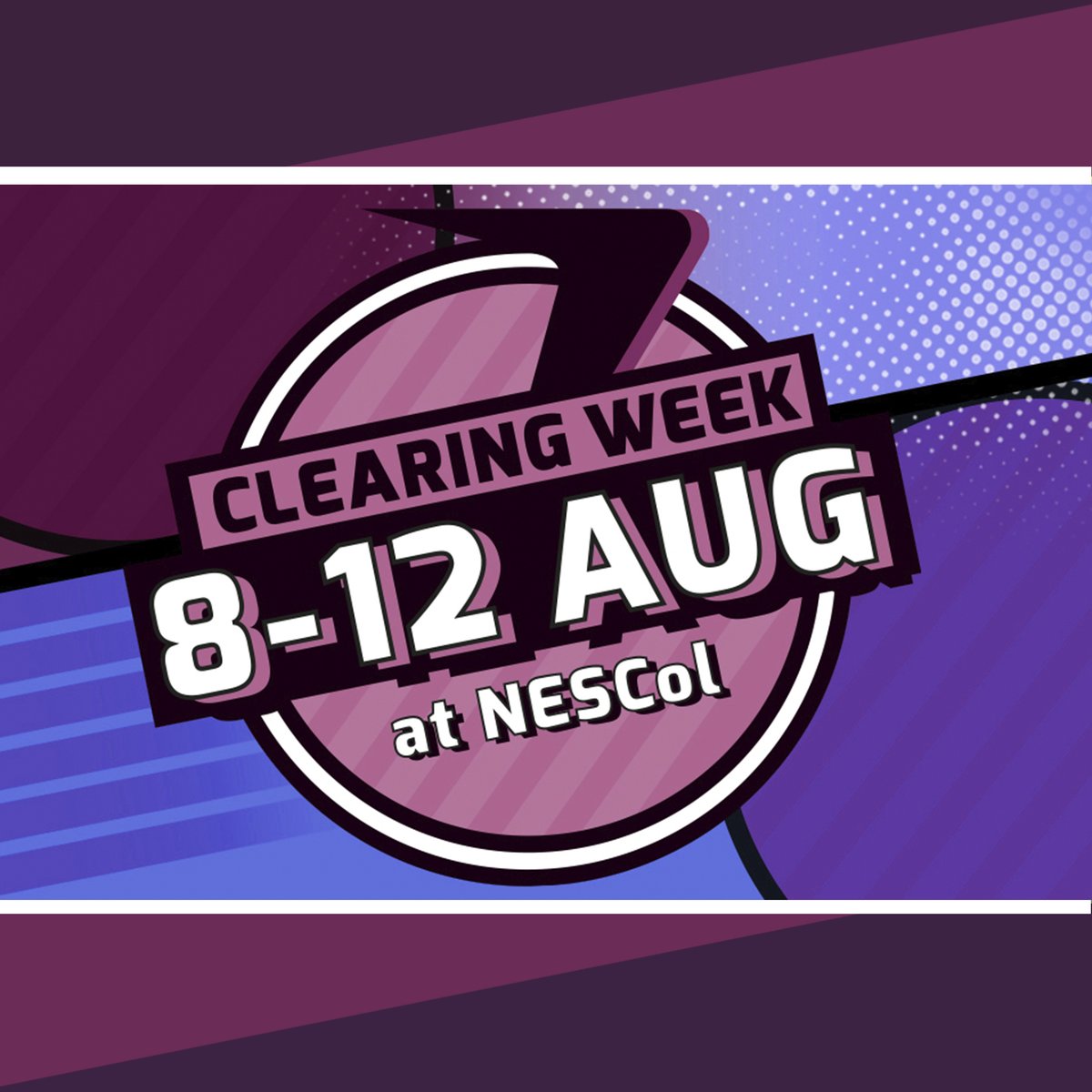 Worried about your exam results? Clearing week will allow you to find your place on a course at NESCol, no matter what qualifications you get. Our Clearing Hotline is open all week, call backs available on Tuesday, and campus drop ins on Wednesday!
More: ow.ly/eeoY50K48MX