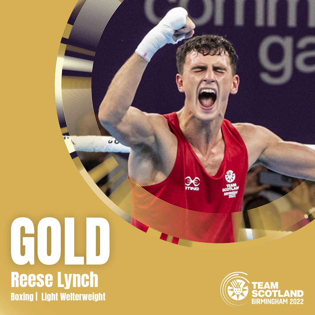 GOOOOOLLLDDDD for Reese Lynch!! 🥇

Reese emulates Josh Taylor's achievements in 2014 and his gold makes this the first time Team Scotland have ever claimed x3 Boxing golds at the same Games!! 👏👏

#TeamScot #TimeForHeroes
