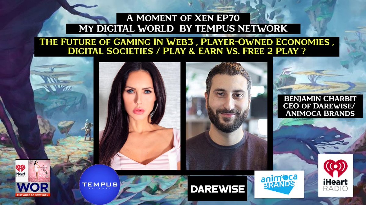 The passionate discussion of <a href="/XENSAMS/">XEN SAMS</a> &amp; <a href="/Ben_Charbit/">Ben Charbit</a> during #Amomentofxen about gaming in #web3, digital societies, player-owned economies and much more will be live today at 11AM EST!

Curious?
👉watch.kpmedia.tv/player/32173/3…

<a href="/LifeBeyond/">Life Beyond</a> <a href="/animocabrands/">Animoca Brands</a> <a href="/network_tempus/">Tempus Network</a> <a href="/710WOR/">WOR NewsTalk Radio</a>