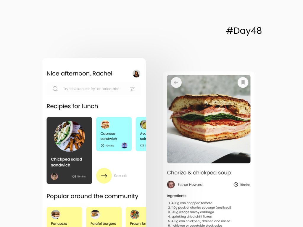 RaphOliver_'s tweet photo. #Day48 of 60
Any foodies? π
A recipe sharing app. I'm only just realizing I spelt recipe wrong. Blame ASUU abeg π€². What say you?
@Ihechikara2 @OlohijereFaith @u_ephraim @obumnwabude @stephanieorkuma @TheObiLeonard @habeeb_blvck @druids01
#our60daysofdesign #100daysofdesign https://t.co/8h6oojW5gf