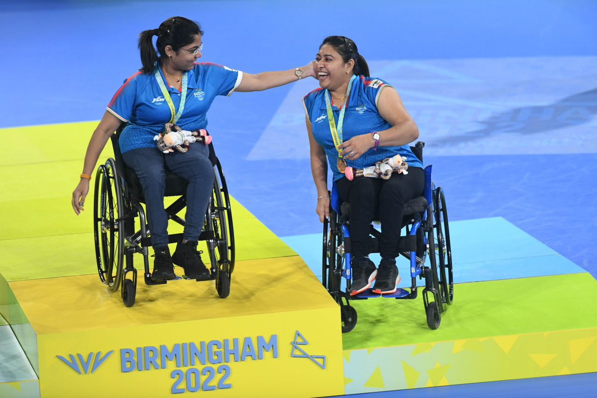 PatrikaAmd's tweet photo. राष्ट्रमंडल खेलों की पैरा टेबल टेनिस स्पर्धा में गुजरात की भाविना पटेल और सोनल पटेल ने जीते तमगे। भाविना ने जीता स्वर्ण पदक, सोनल ने कांसा #CommonwealthGames2022 #BhavinaPatel #SonalbenPatel @gsttatt #CWG2022 #Gujarat https://t.co/867HZTeU2C