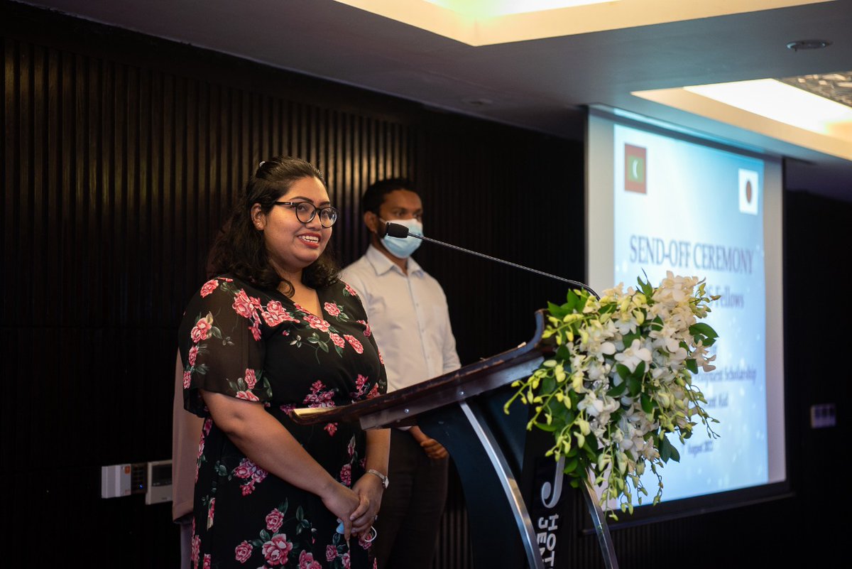 MoFAmv's tweet photo. State Minister Khaleel attends the send-off ceremony for the 2nd Batch Fellows of the Project for Human Resource Development Scholarship (JDS). This project btw 🇲🇻 &amp; 🇯🇵 has greatly contributed to the development of Human Resources, &amp; continues to strengthen key sectors. https://t.co/3r7xbr8xKt