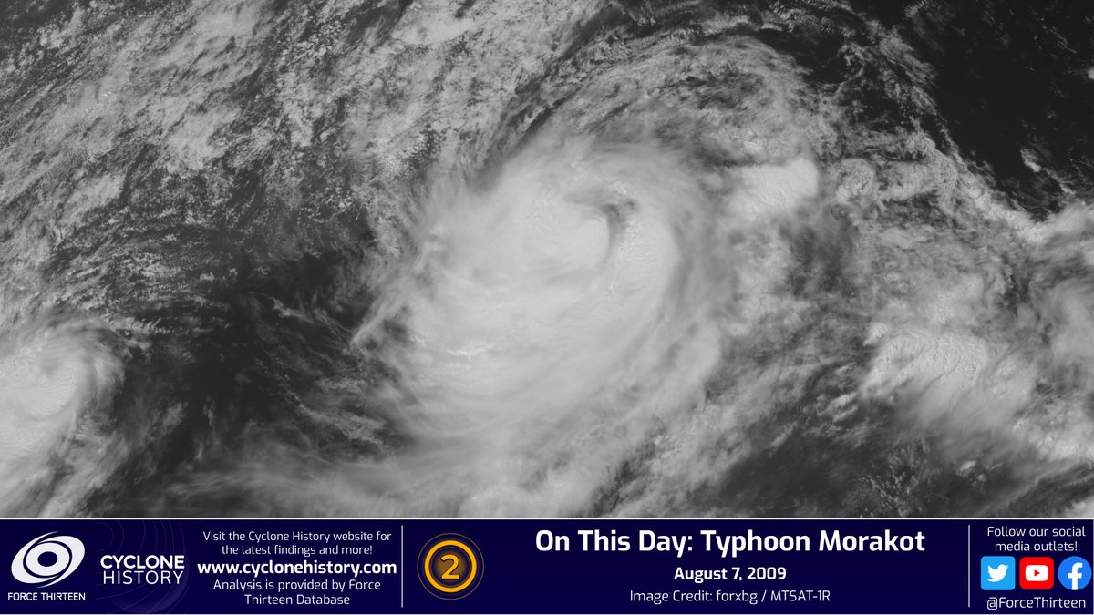 CycloneHistory's tweet photo. #OTD in 2009, #TyphoonMORAKOT was a 105mph/948mb #typhoon per unofficial F13 reanalysis.

Morakot proved deadly to #Taiwan as it caused 677 deaths, the deadliest in the island's history, at a total of 789 deaths and $6.2 billion in damages in its entirety. https://t.co/vYnmgBL4Kt