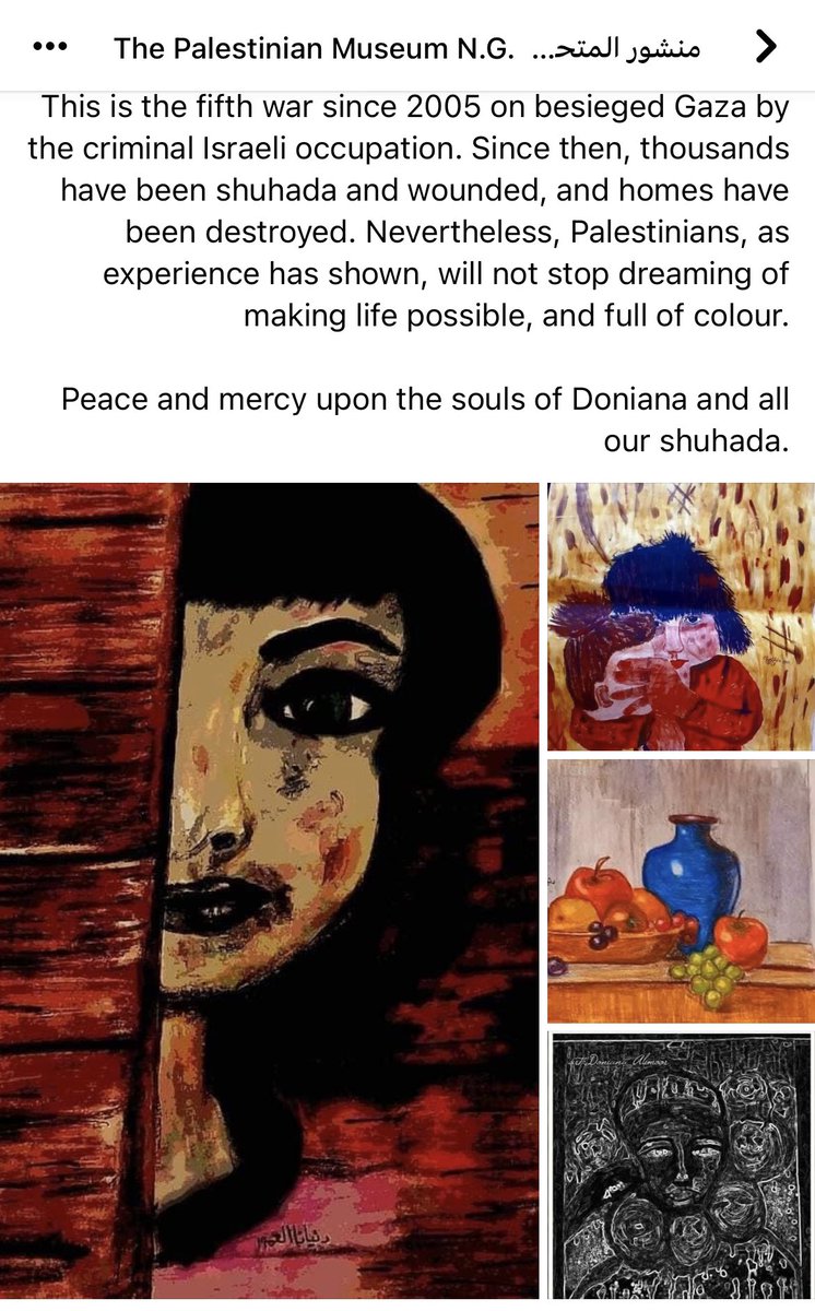 RiverToSea48's tweet photo. The artwork of Doniana Alimoor, one of the recent martyrs in Gaza https://t.co/FlKRT4pHpF