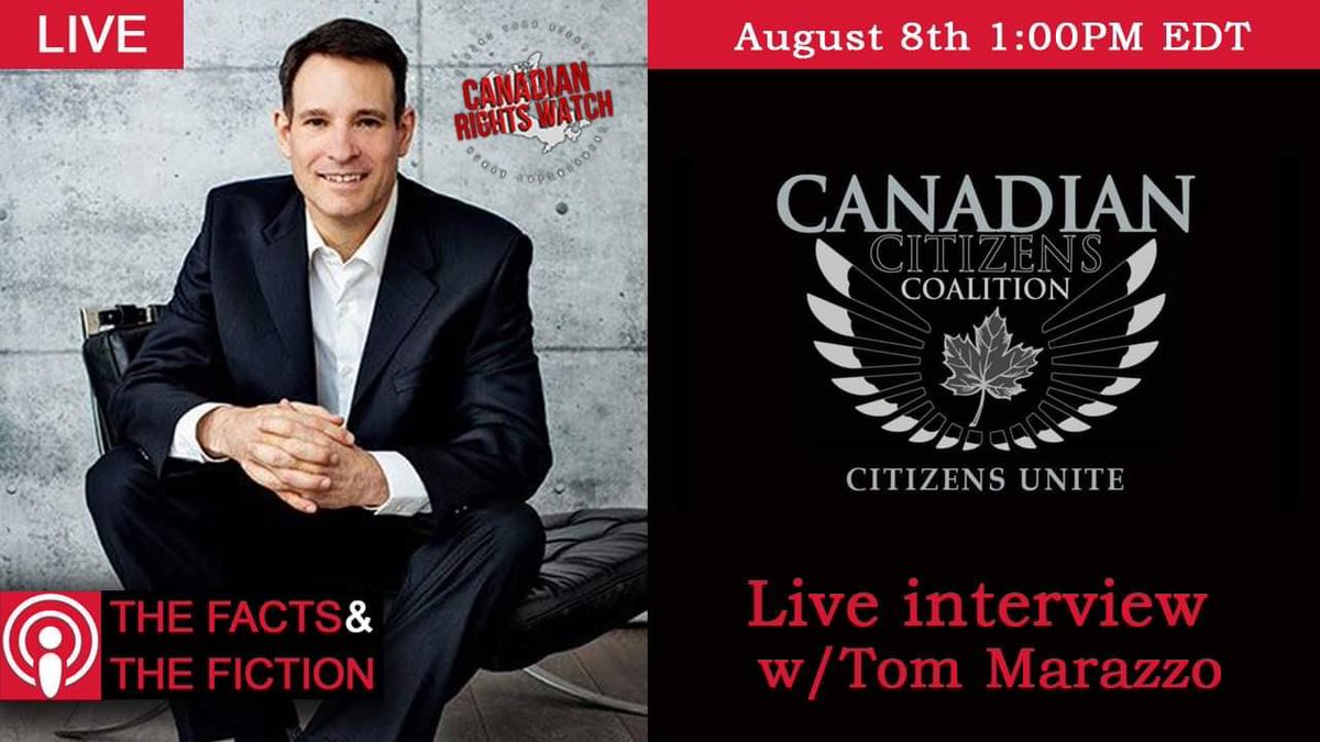 KauderStacey's tweet photo. @TomMarazzo refutes the fiction and discusses the facts. Tomorrow at 1. Don’t miss this episode. #freedomconvoy @crw_rightsmedia @Takeactioncan @Vets4FreeCanada @CanadaMarches @TBOFCanada @BLNewsMedia @FairfieldView @jordanbpeterson https://t.co/EZD6YoBhEX