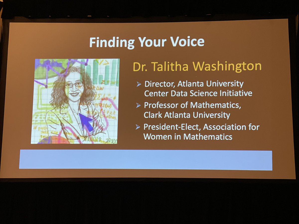 Excited to learn more about “Finding Your Voice” from the one and only <a href="/doctor_talitha/">Dr. Talitha Washington</a> #JSM2022 #JEDIatJSM