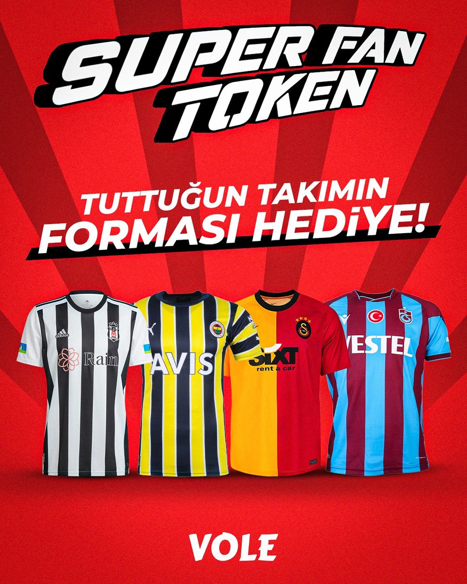 🔥 Super Fan Token ile 3 kişiye tuttuğun takımın forması HEDİYE!

👉 <a href="/superfantoken/">SuperFanToken</a> hesabını takip et,
👉 Bu tweeti RT'le
🎁 Tuttuğun takımın formasını kazanma şansı yakala!

VOLE'nin içerik TOKEN'ı #SuperFanToken çok yakında hayatınızda! 😎