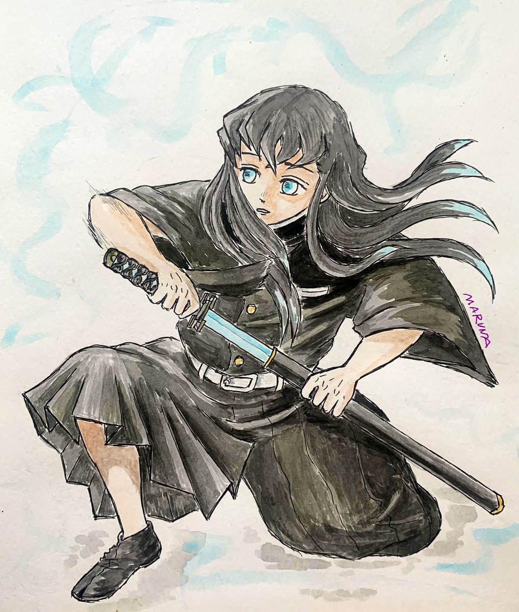 まるなさんがTwitterに投稿した時透無一郎(鬼滅の刃)のイラスト。