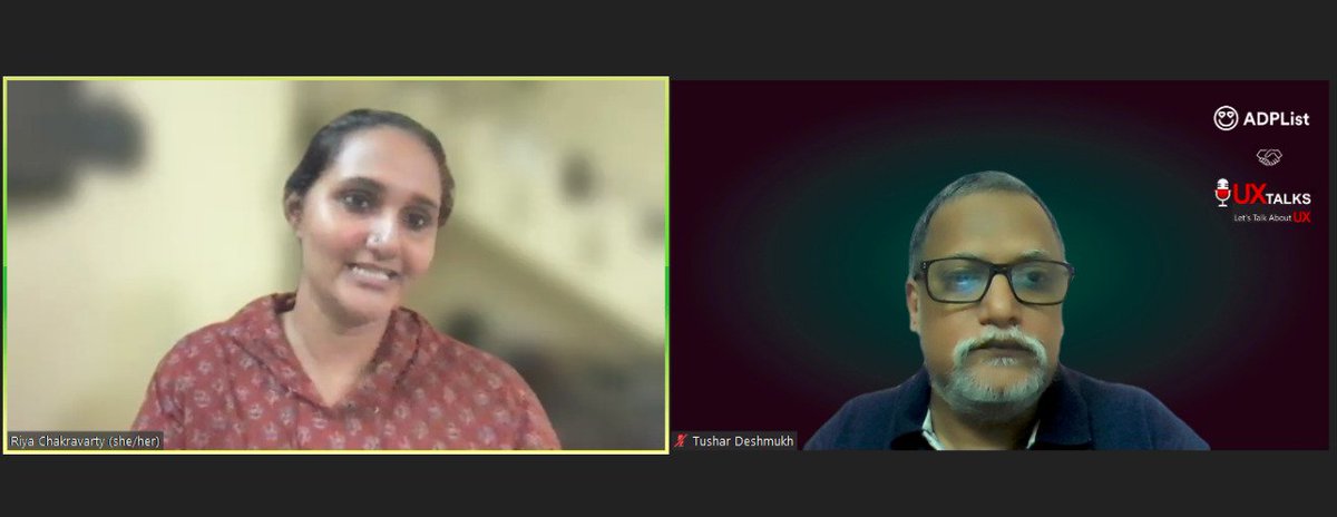tusharadeshmukh's tweet photo. What a excellent UXTalk, Group Session on - User Journey Map by Riya Chakravarty 

Thanks @riyavarty for giving time for design Community. 

Thanks Team @ADPList

Stay tune for upcomming UXTalks 
#UXTalks #GroupSession #Webinar #design #team #community #UX #Design #UXIndia https://t.co/q8YQWbOrbH