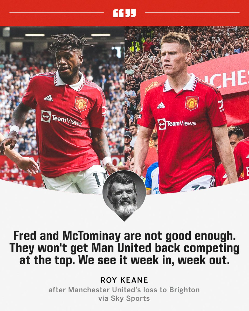 ESPNFC's tweet photo. Roy Keane criticized Fred and Scott McTominay after Man United's loss to Brighton. https://t.co/2txua32yKf