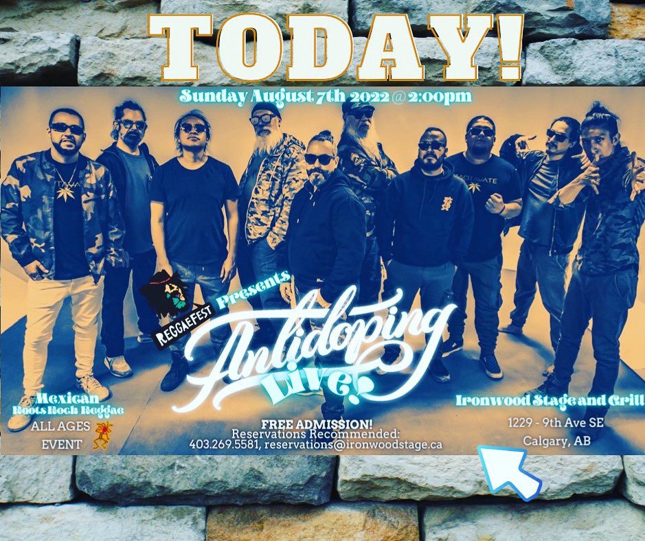 Are you in need of Sunday plans? Spend the afternoon with the iconic reggae band Antidoping! At 2 PM at the <a href="/IronwoodStage/">Ironwood Stage</a>. #August2022  #reggaemusic #sundayvibes #yyc #freeconcert