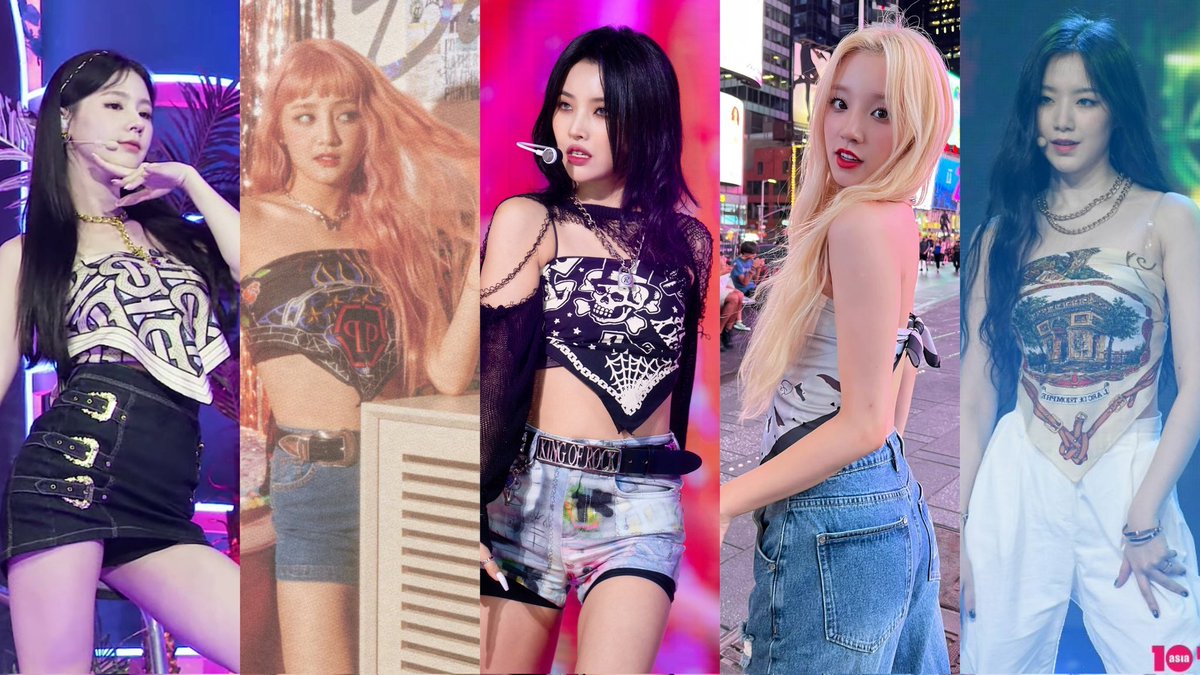 #GIDLE wearing bandana tops