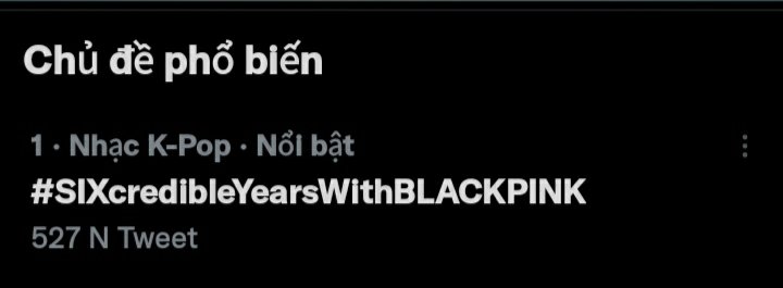 Cuối cùng Hashtag đã lên #1 ww.
Lên 1M tweets nào

BLACKPINK PINK VENOM
#SIXcredibleYearsWithBLACKPINK #육년동안_내심장의색은_블랙핑크 #อยู่กันมา6ปีแล้วนะBLACKPINK
<a href="/BLACKPINK/">BLACKPINKOFFICIAL</a>
