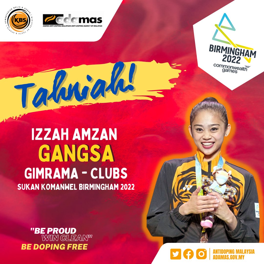 ADAMAS_Malaysia's tweet photo. Tahniah diucapkan kepada Izzah Amzan yang berjaya merangkul pingat gangsa dalam acara gimrama menerusi disiplin belantan pada Sukan Komanwel Birmingham 2022.🤸🏻‍♀️🥉

Credit 📷: Foto AP 

#B2022 #SayNoToDoping #PlayTrue #WinClean #KomanwelBirmingham2022 https://t.co/QPGQgaZEKi