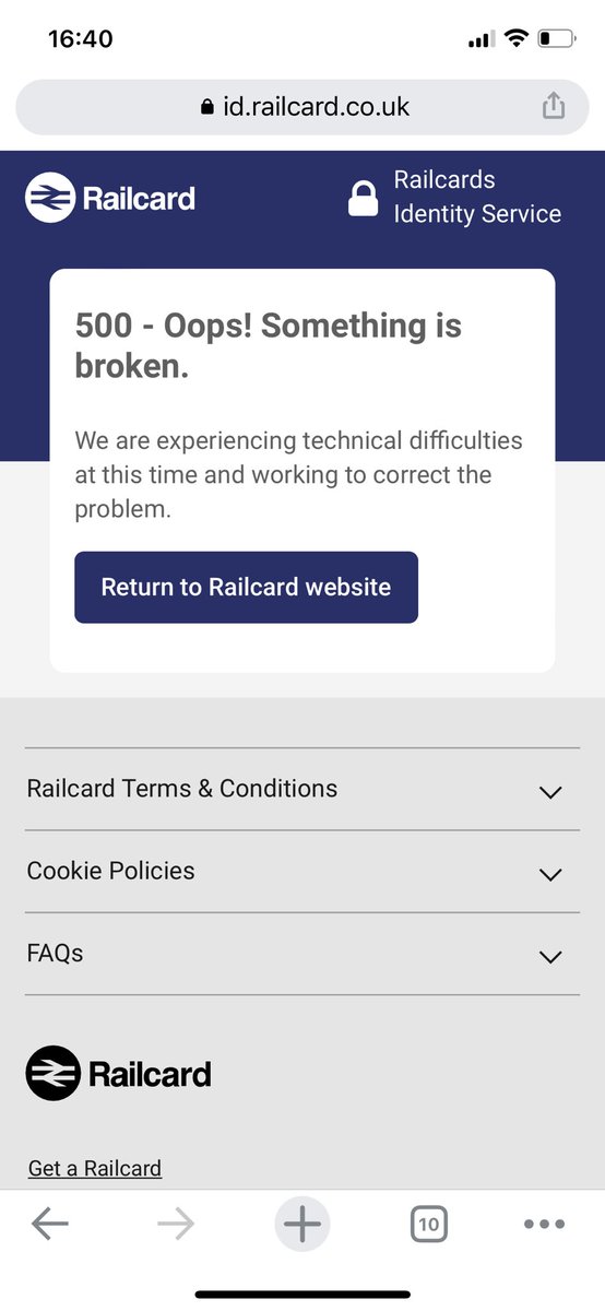 Hey <a href="/nationalrailenq/">National Rail</a> I’ve been trying to buy a railcard online for the past three days and it’s not working past logging in. Can you help? Or is there an ongoing problem with the website?