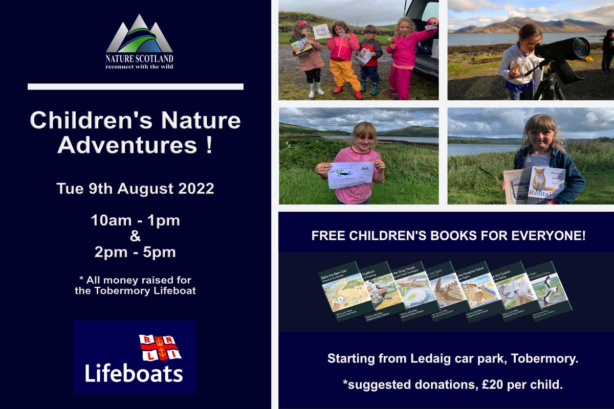 We are providing two nature adventure tours for children this Tuesday 9th August, with all money raised going to the <a href="/TobermoryRNLI/">Tobermory Lifeboat</a> 

Text/Whatsapp Ewan to book - 07743956380.

1/2 thread...