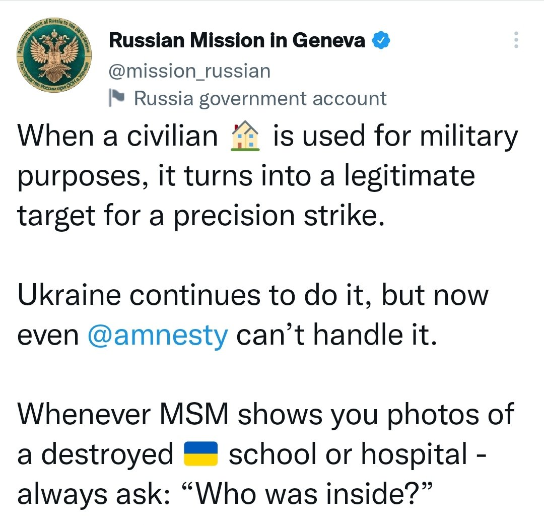 alykora's tweet photo. Look @amnesty, russia is satisfied with your work. You are now responsible for their crimes as well.

#RussiaIsATerroristState https://t.co/08sZF0Fk4p