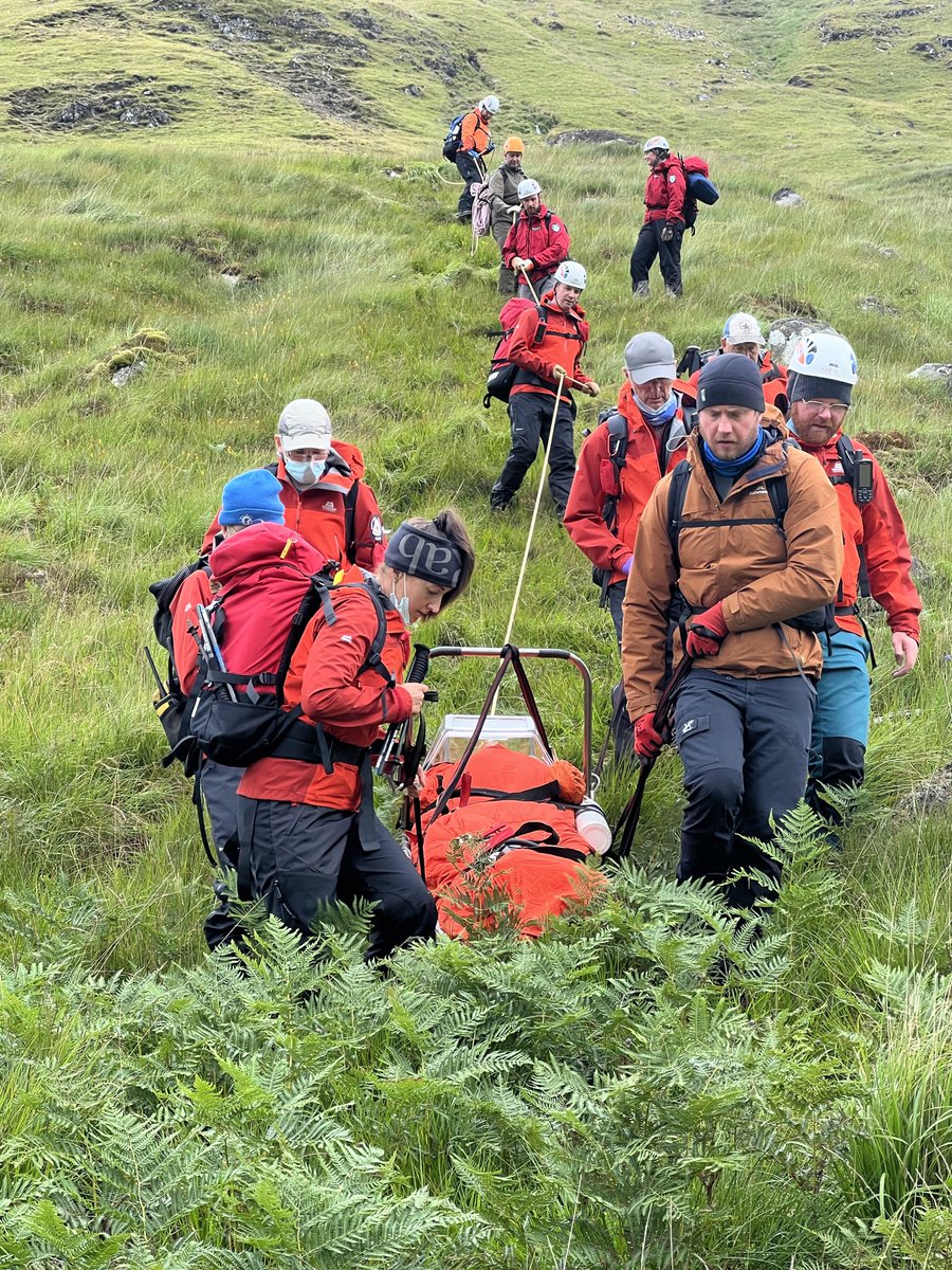 Team training today on Beinn Sgulaird. First aid casualty packaging and extraction techniques were realistically tested through a series of scenarios. Many thanks to Glen Creran Estate for giving us access to their hill tracks.