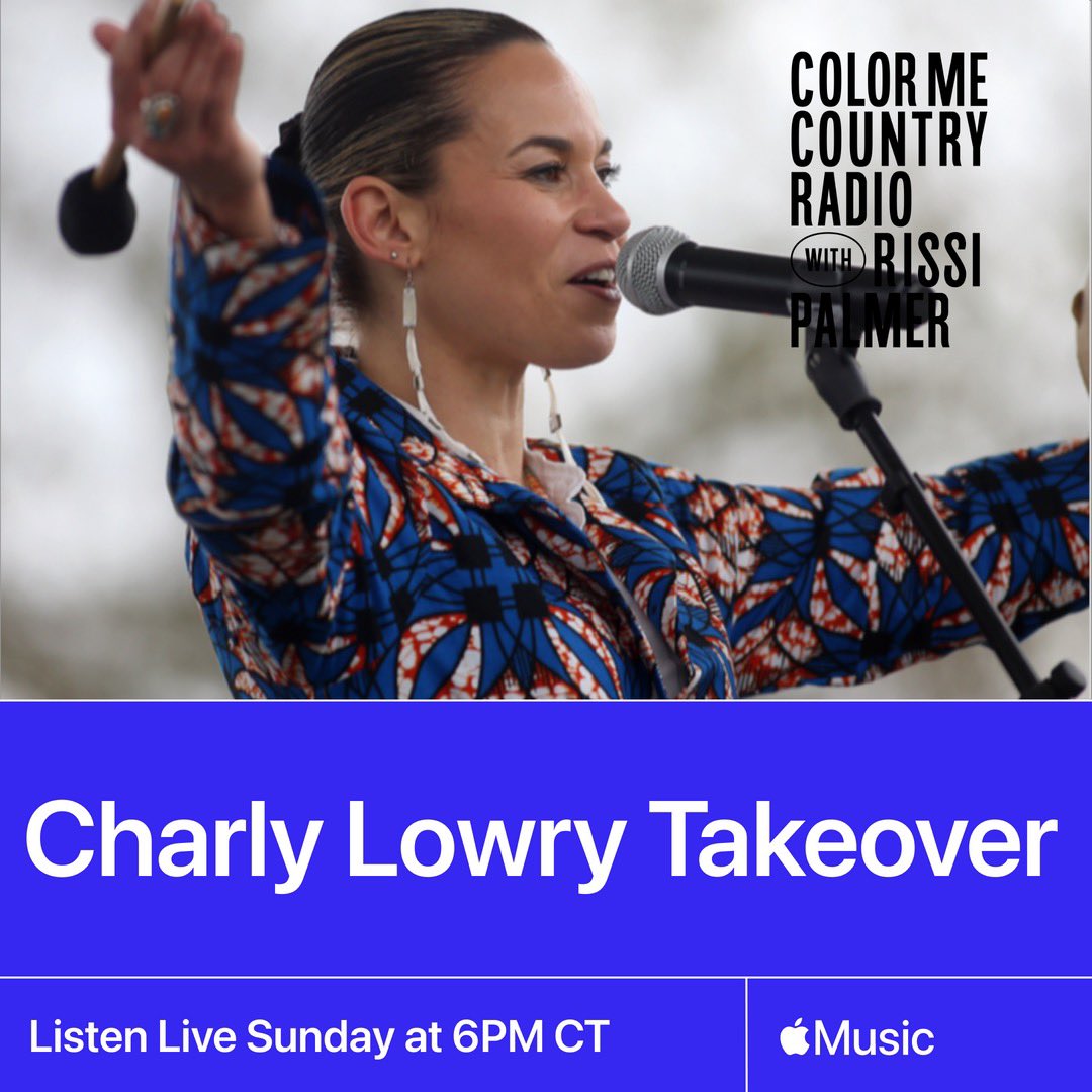 Today, the beautiful and soulful @CharlyLowry is taking over @colormecntry ! Y’all, I know I say this every week, but her playlist is a VIBE 🔥 There is no better way to spend your Sunday evening than this… click the link at 7pm et and tune in for free: apple.co/RissiPalmer