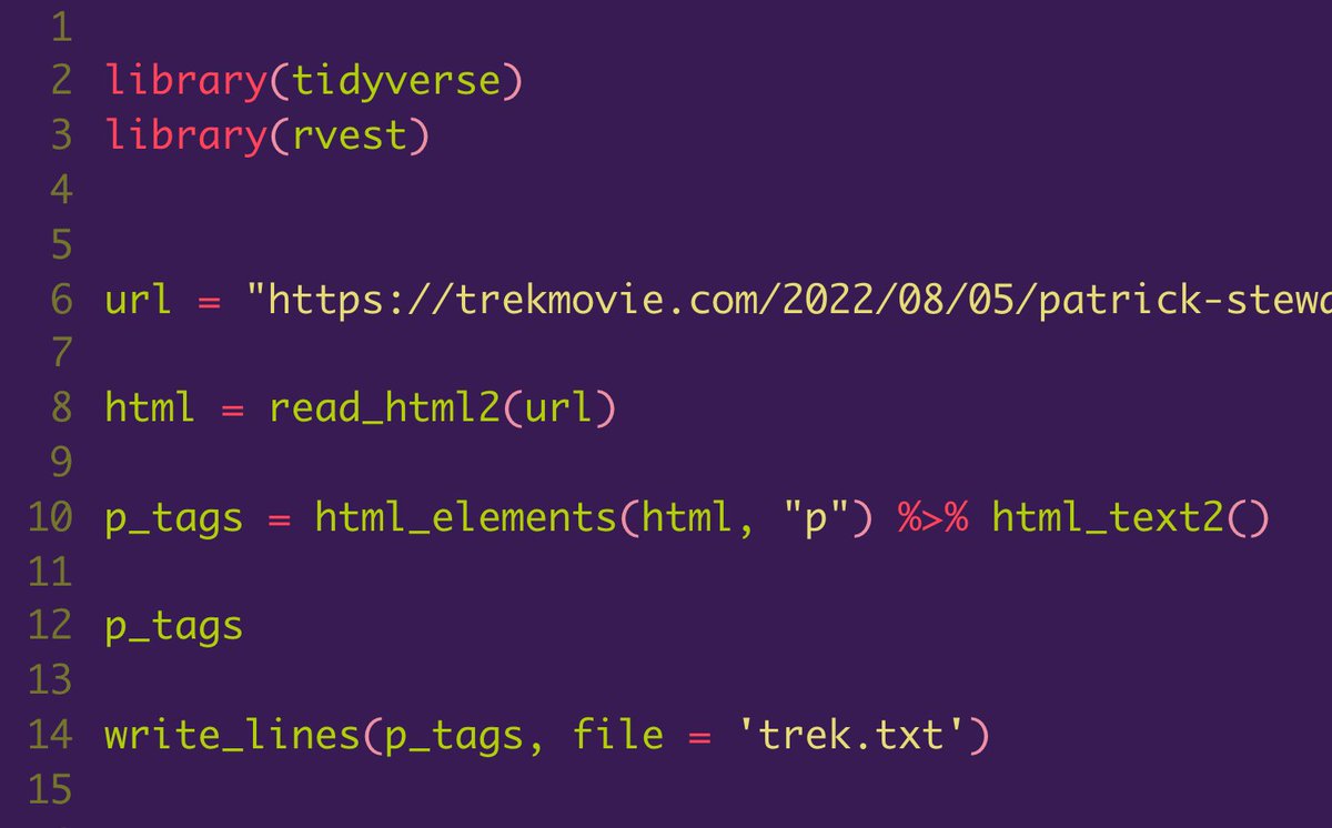 StarTrek_Lt's tweet image. #webscrape with #Rstats and save it as a text file, using write_lines()