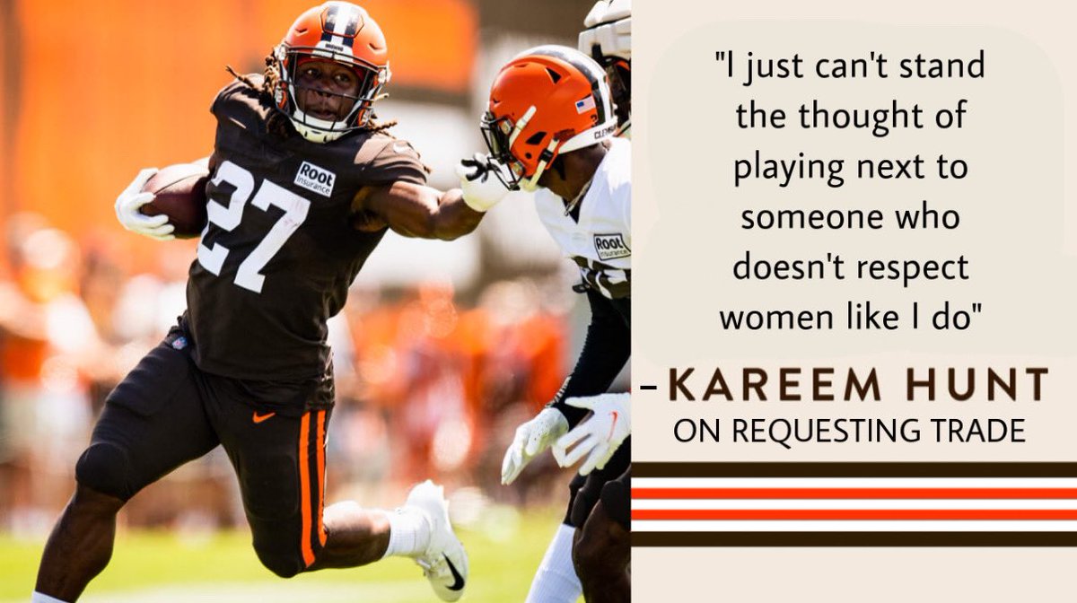 ruesbeuf's tweet photo. #Browns RB Kareem Hunt issues a powerful statement on why he’s requesting a trade from the team. https://t.co/7Ro69Ysazj