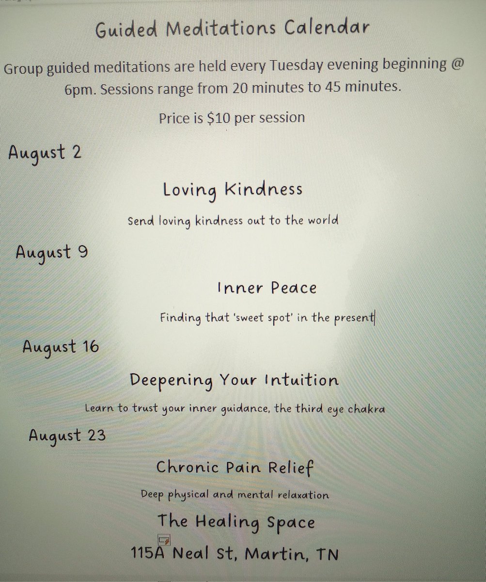 HealingSpaceTN's tweet photo. Visit our website to see all of our services.  https://t.co/NZdPqKjQZN
#reiki #Mindfulness #salttherapy #soundbath https://t.co/nnqE7TUydo