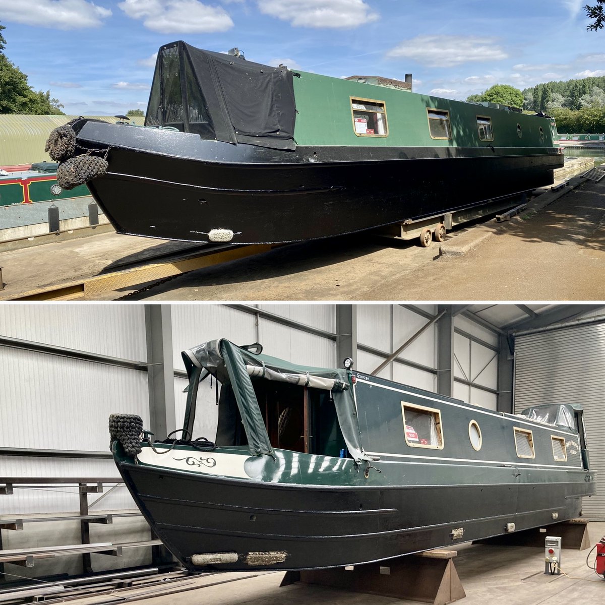 whiltonmarina's tweet photo. Weekend blackings completed π NB Grace Of Hertford β
and NB One With The Son β
. If you would like a quote to have your boat blacked please call the office on 01327 842577. #narrowboatblacking #hullblacking #blacking https://t.co/BxVQpulybd