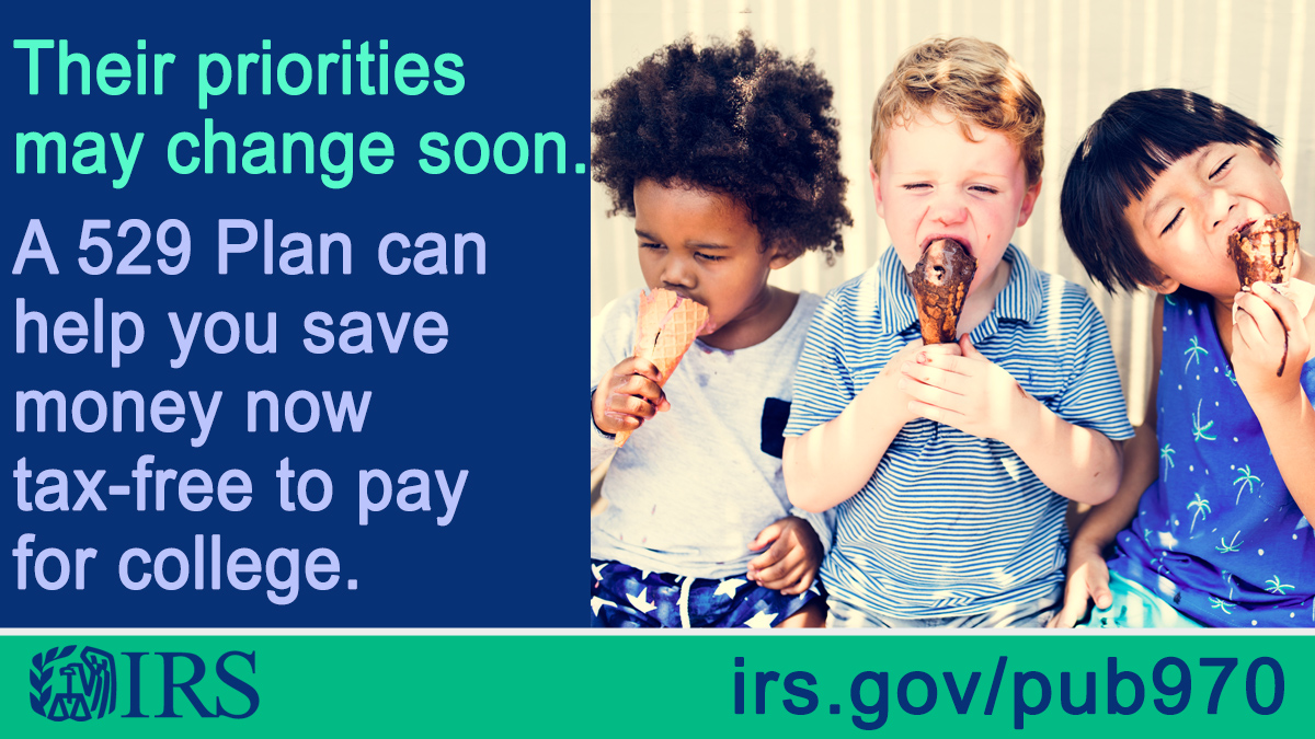 In terms of education, are you looking for what’s best for your child and your pocket? Check an #IRS tip to learn how your family may benefit form a 529 Plan that offers tax-free savings for education expenses: go.usa.gov/xu6GK