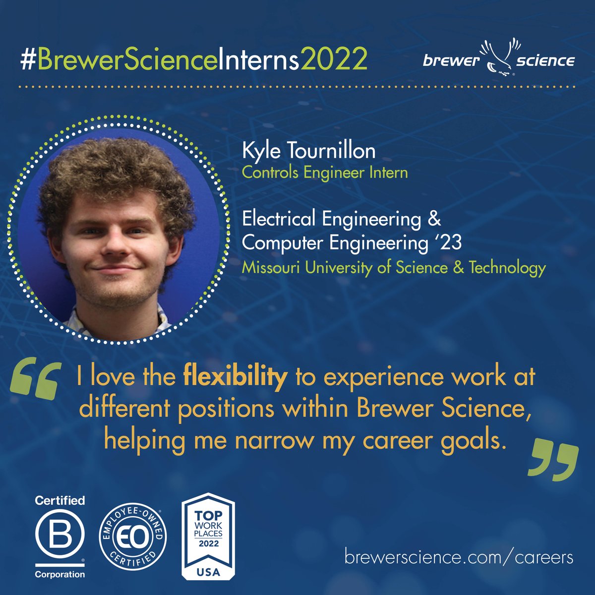 test Twitter Media - Kyle Tournillon is a Controls Engineer Intern, currently studying Electrical Engineering & 
Computer Engineering at .@MissouriSandT. Learn more about internships & career opportunities at Brewer Science: https://t.co/iv1eJ4Hctu https://t.co/DCLds7A1N8