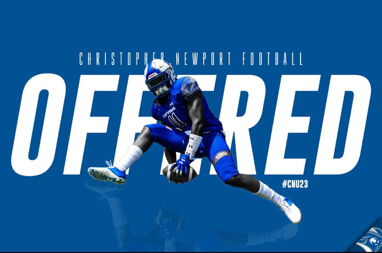 After a great conversation with <a href="/coachatsmith/">Alex Smith</a> I am blessed to receive my second offer from Christopher Newport University 💙<a href="/JMHS_Athletics/">James Monroe Sports</a> <a href="/FootballJmhs/">JamesMonroeFootball</a> <a href="/georgecoghill48/">George Coghill</a> <a href="/_JunieDaCoach/">COACH_JUNIE .</a> <a href="/CoachBridi/">David Bridi</a> <a href="/rom_turner/">Romel Turner</a>
