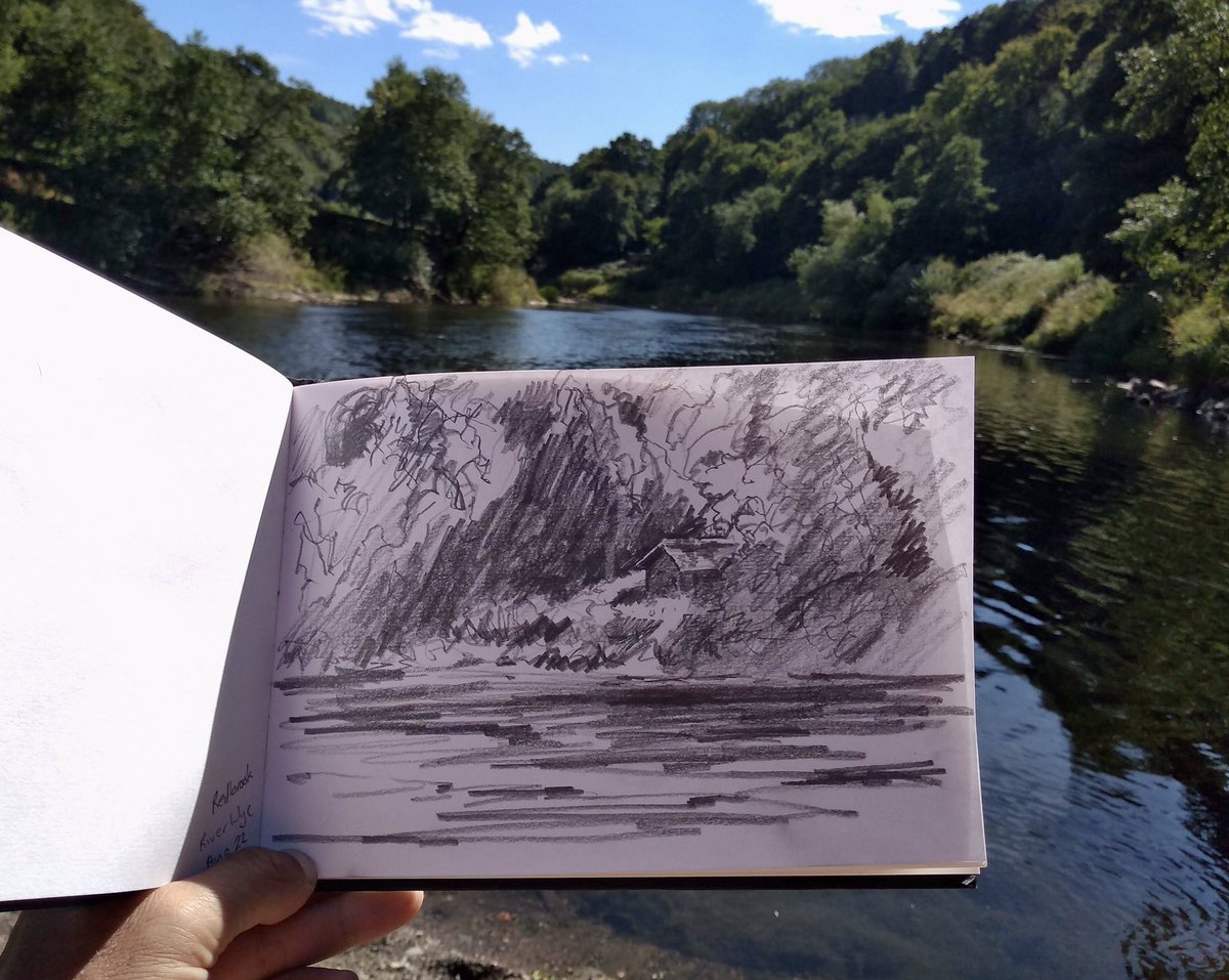 lorrainedurant's tweet photo. Drawing near #redbrook on the river Wye.
#drawingaugust #wyevalley https://t.co/u6EEjpKTww