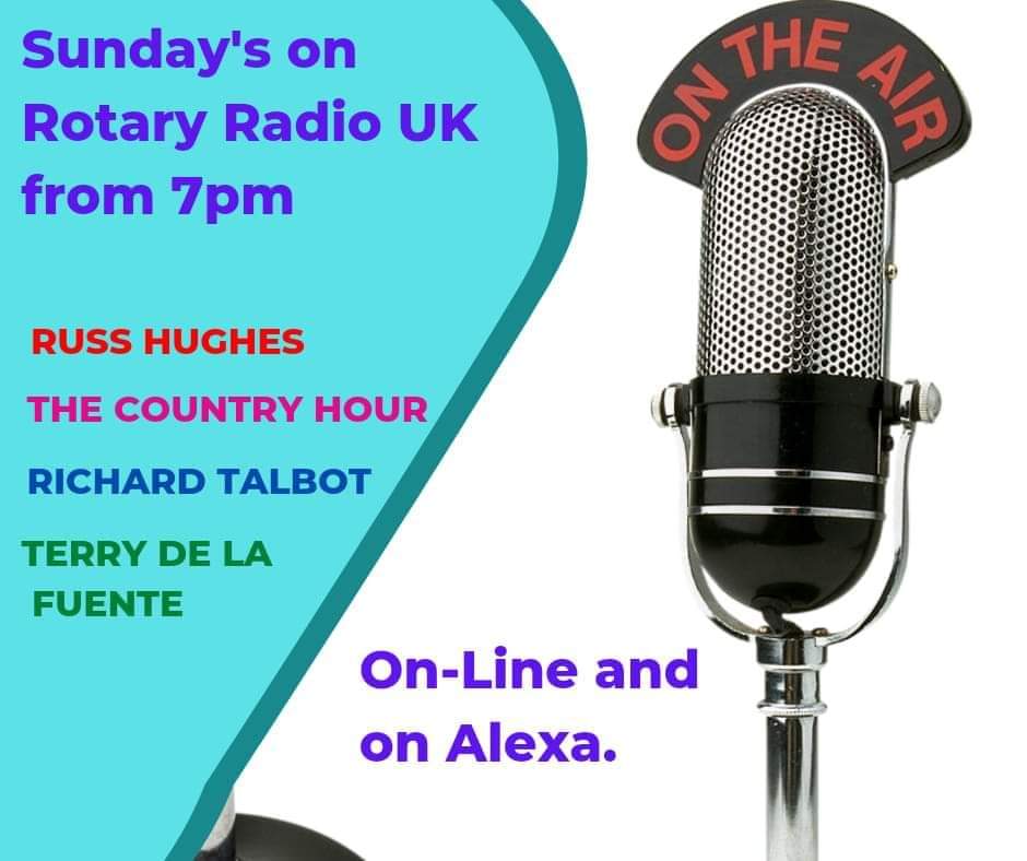 rotaryradiouk's tweet photo. Sunday Evening #Entertainment on #Rotary Radio UK.
Lots of Music and chat.

*Russ Hughes Folk Show at 7pm
*The #CountryHour at 8pm.
*Richard Talbot- Lock-Stock &amp; Barrel with great tunes at 9pm.
*Terry De la Fuente great Jazz, Blues,Soul and Funk at 10pm.

https://t.co/XaOi2a5Jdl https://t.co/64M9gzkO1Q