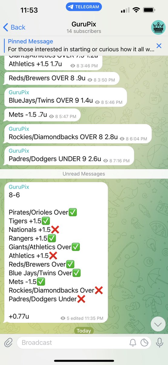 GuruPix_'s tweet photo. Recap from 8-6! +.77u brings us to -1.64u on the week! We have been on the verge of a massive day multiple days in a row. We are about to go crazy join now with the link in our bio!! https://t.co/pxoIcAliPE