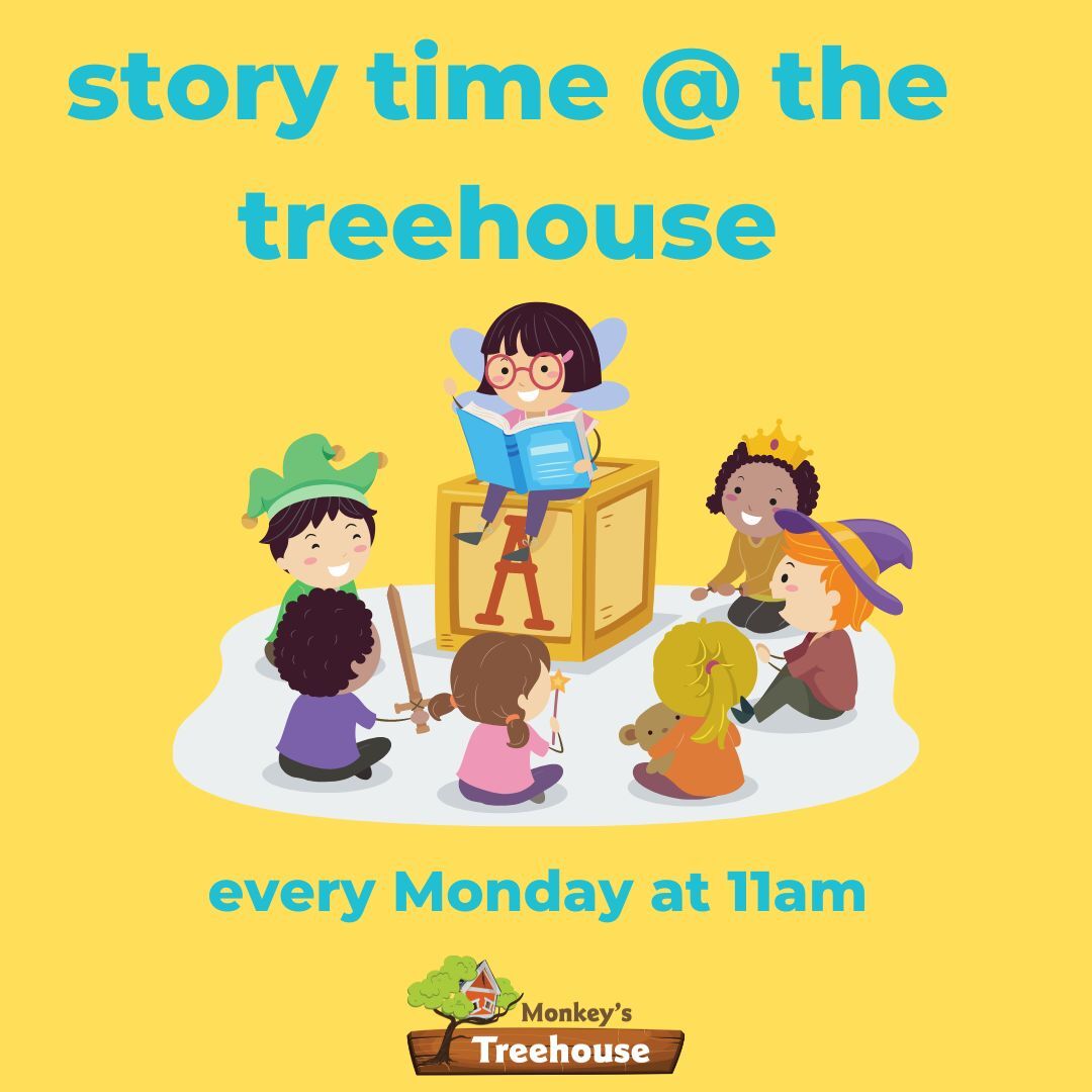 MnkeysTreehouse's tweet photo. In search of Monday plans? Well, we got you covered! Join us for open play and a special storytime every Monday at 11am. Day passes can be purchased at https://t.co/BVmNu1KBRK https://t.co/G0VDRMI3Ta