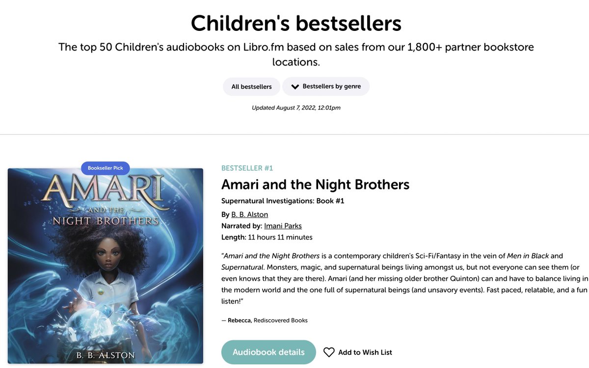 Amari tops the Children’s Bestseller list for <a href="/librofm/">Libro.fm</a> The talented Imani Parks is returning for Amari and the Great Game!