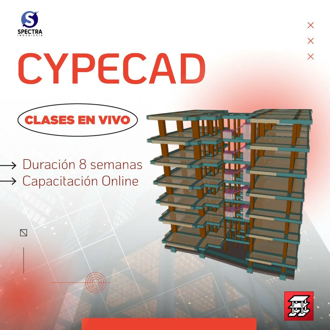 spectra_eng's tweet photo. CYPECAD
Capacítate Online
Hormigón Armado
✅ Inicia: Jueves 25 Agosto
✅ Dura: 6 Semanas
Temas:
1. Diseño de Vigas
2. Diseño de Columnas
3. Diseño de Losas
4. Diseño de Fundaciones
5. Diseño de Edificios
6. Diseño a Viento
7. Diseño Sismorresistente
8. Memoria de Cálculo
#cypecad https://t.co/2iWhZabM3j