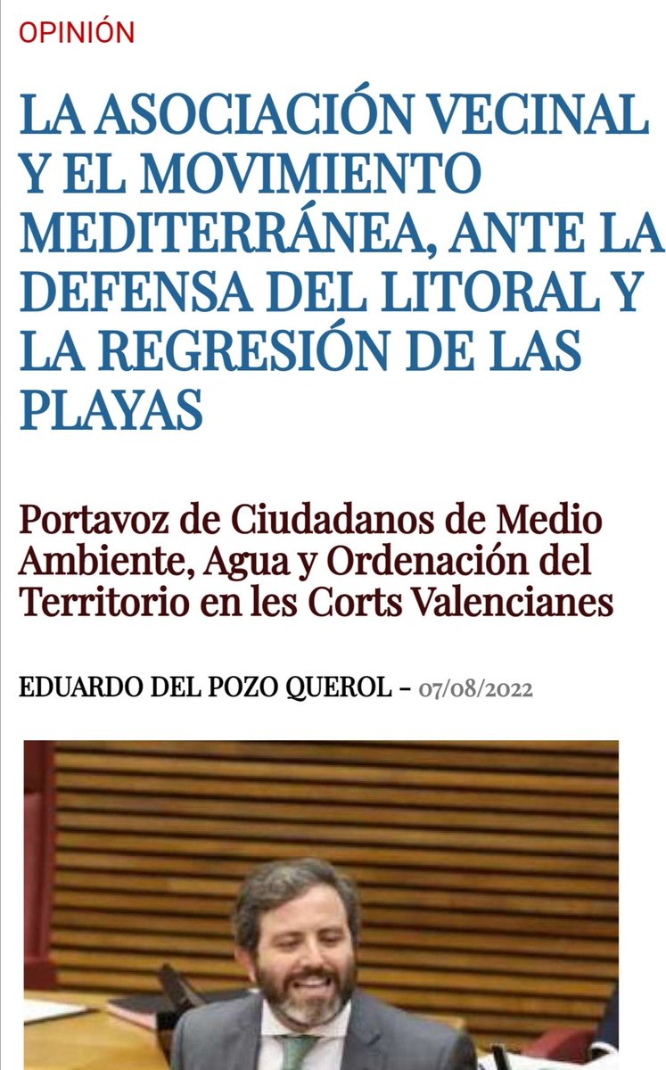 DelQuerol's tweet photo. 🏖️ Tras décadas de inacción en la costa

🦺El asociacionismo vecinal es el motor que sensibiliza y reactiva la regeneración de nuestras playas

⛱️El Movimiento MEDITERRANIA engloba más de 30 Asociaciones. El impulso necesario hacia la solución

👇📰 LEELO

https://t.co/lbAobOD5ga https://t.co/tzoFpBzB04