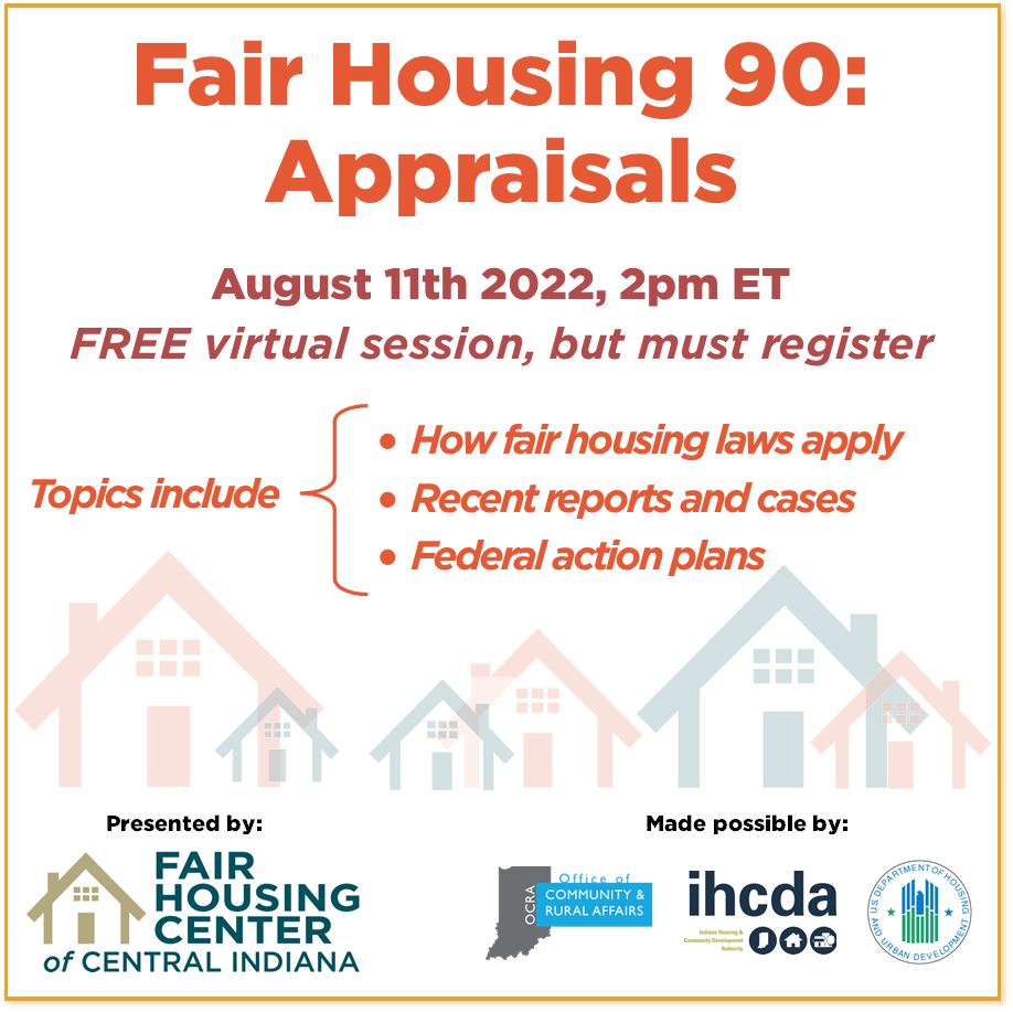 Indiana Housing &amp; Community Development Authority is offering a FREE, virtual Fair Housing 90 training this Thursday, August 11th at 2:00 pm ET. Visit their events page to learn more and to register. fhcci.org/events 
#Housing4All