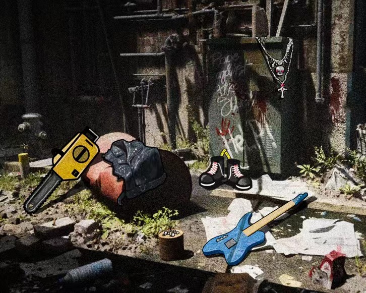 The garbage was scattered in the alley with treasures hidden among them as well. Rags of leather, chains, metal spikes and studs, broken bass... Among them, one thing was stark and significant, a damn old golden 𝐜𝐡𝐚𝐢𝐧𝐬𝐚𝐰. Probably, it's the answer. #brumbrum #punkepitaph