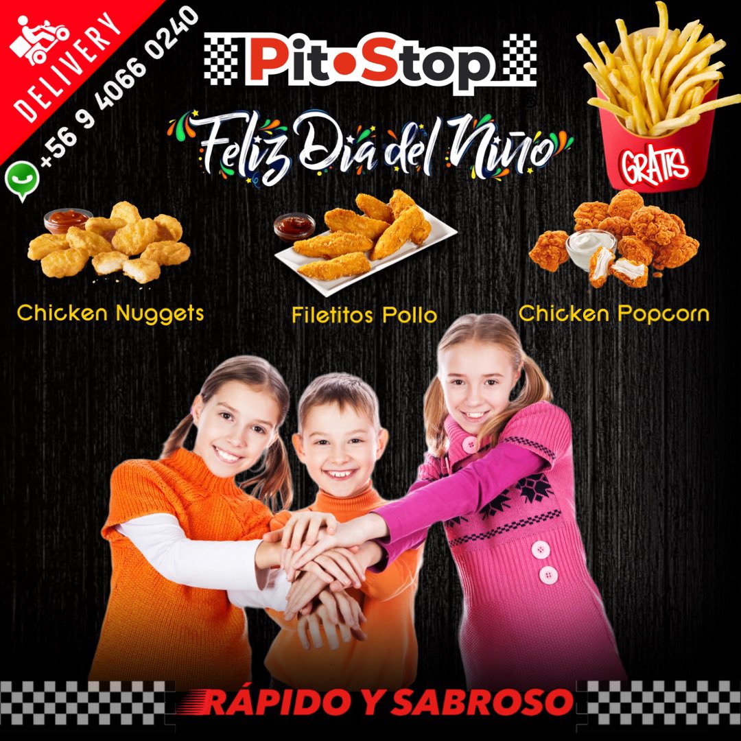 Pizzaypollo's tweet photo. Feliz día del Niño, papas fritas de regalo con Nuggets, Filetitos y Chicken Popcorn..solo en PitStop https://t.co/qk305wQYXZ