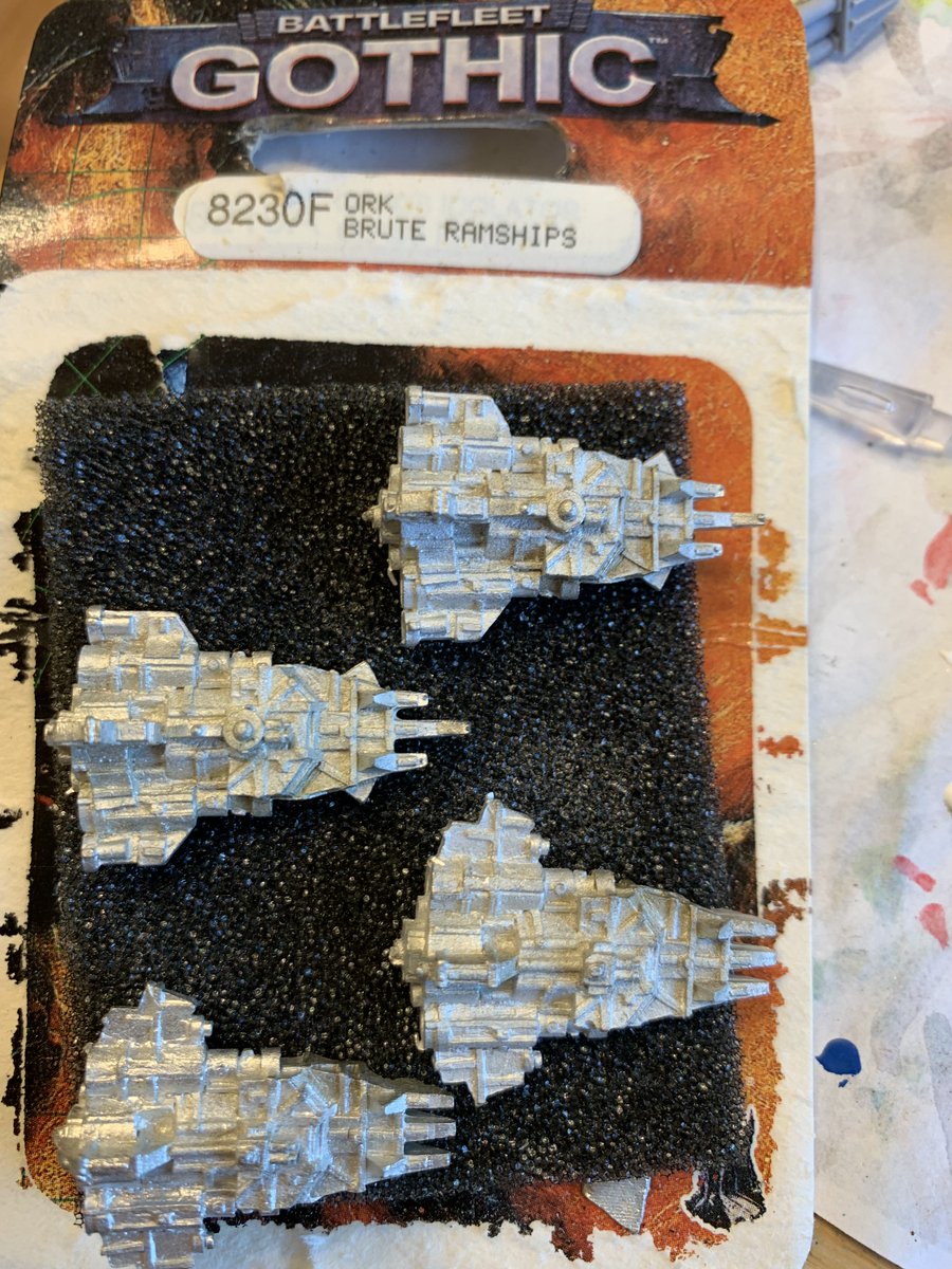 TheIronRealm's tweet photo. (2/4)
#BFG #OrkFleet
Out of the #blister. At last I am tackling the creation of a fleet for #Orks. Holes on the underside aren't big enough for the bases. Going to have to drill. #Wagghh!!!
Do you play?
๐
Follow for MOAR Orks - and for the latest on The Iron Realm #SolitaireRPG. https://t.co/D0FNjCqGH4